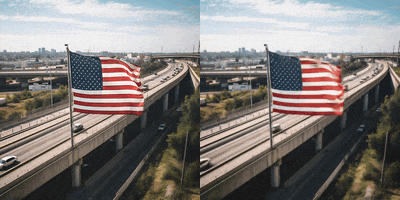 American flag image into video