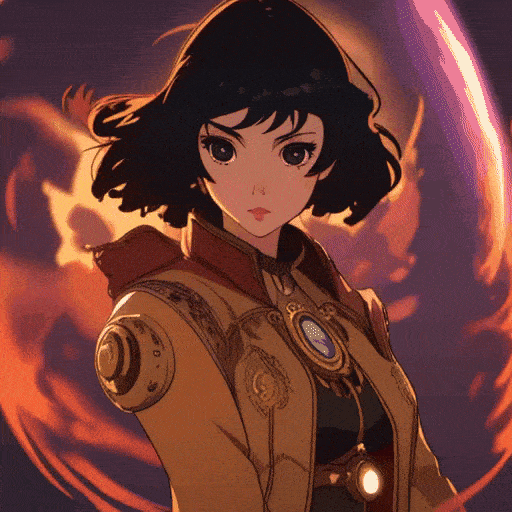 masterpiece, best quality, 1girl, solo, Steampunk anime girl with magical floating orb, cathedral background, intricate outfit details,  black hair, black eyes, full body shot , super detail face