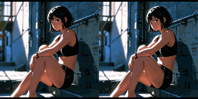 Girl Sitting on Street