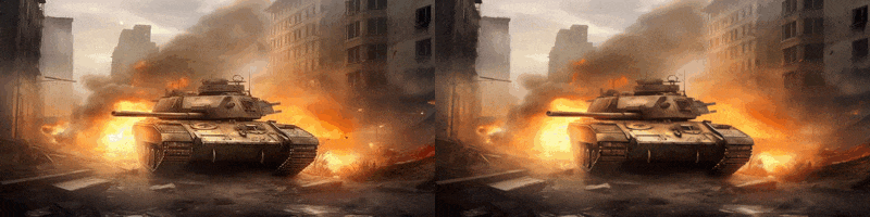 Tank destroying city animation image