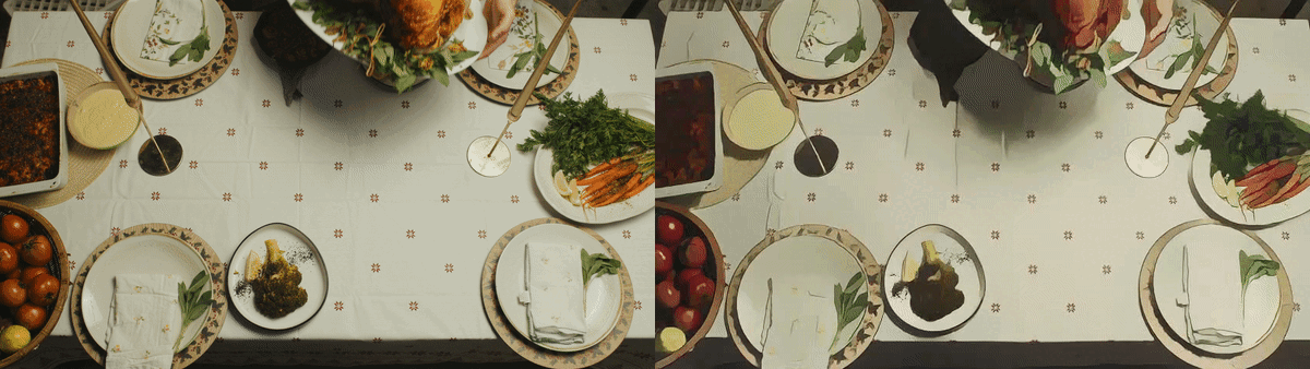 Thanksgiving celebration table Video to Animation Generator