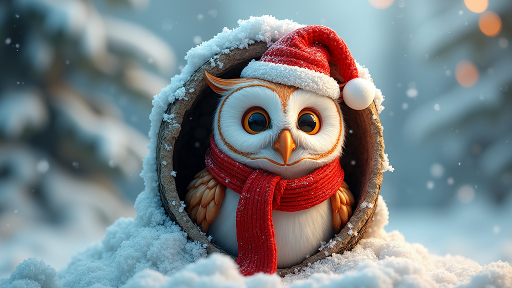 Festive Owl in Snow