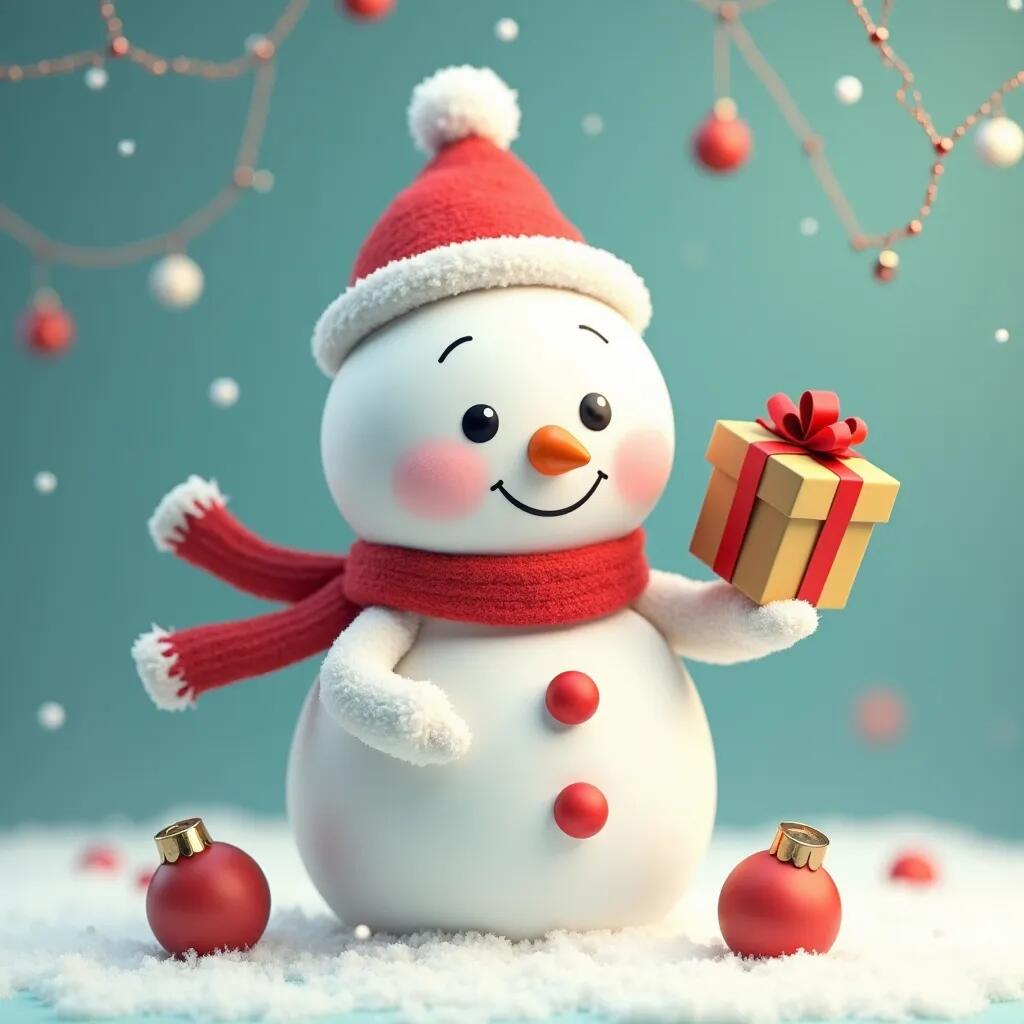3D Snowman with a Gift