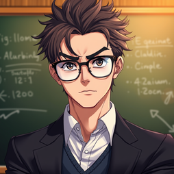 Stylish anime professor scene