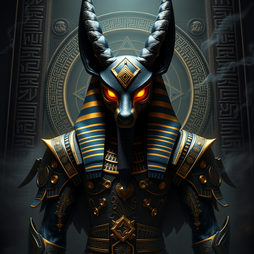 Anubis aglow in ancient regalia