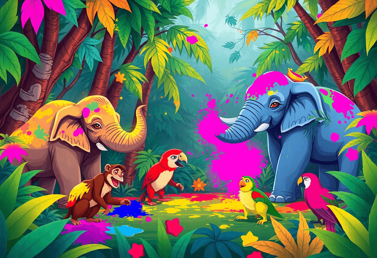 Jungle Jamboree: Holi with Elephants, Monkeys & Parrots