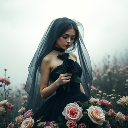 Dark fantasy bride in fog