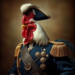 Regal rooster as an admiral