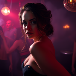 Woman at smoky club scene